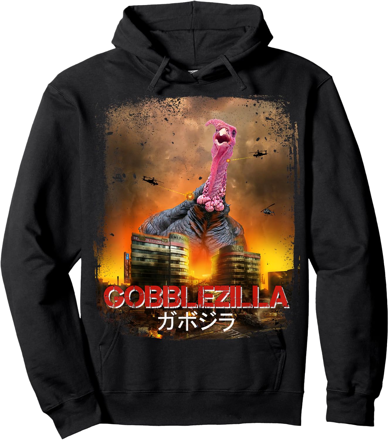 Turkey Day Thanksgiving Gobblezilla Hoodie - Hoodie | Black
