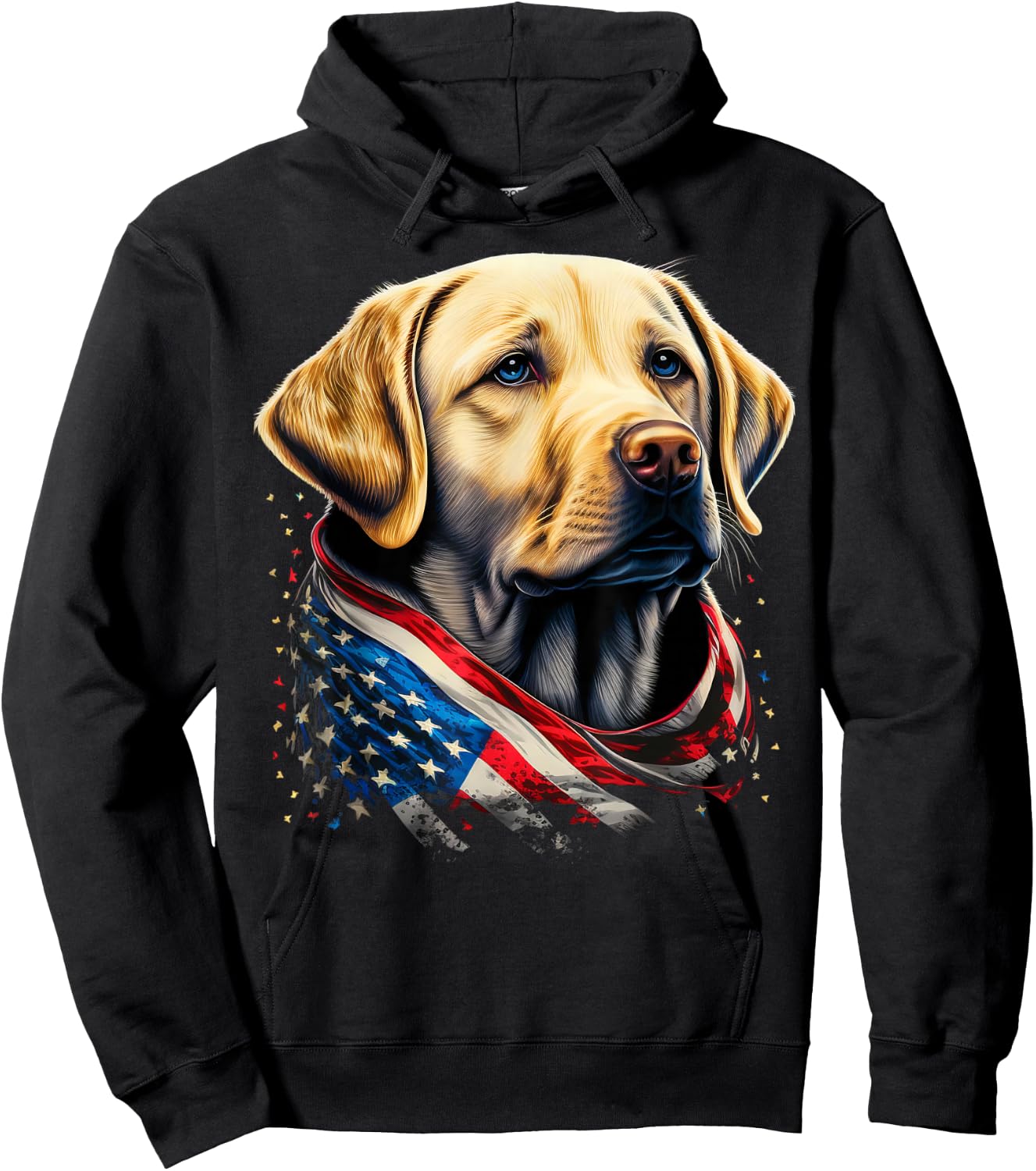 USA 4th Of July Yellow Patriotic American Labrador Retriever Hoodie - Hoodie | Black