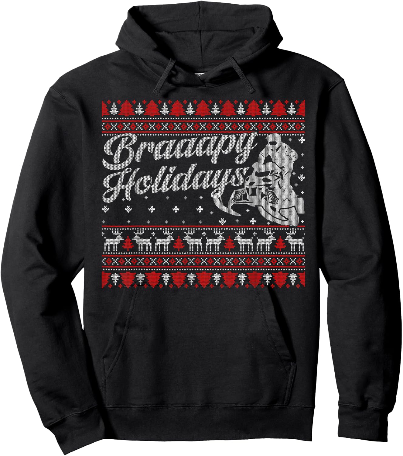 Braapy Holidays Funny Sled Snowmobile Braap Ugly Christmas Hoodie - Hoodie | Black