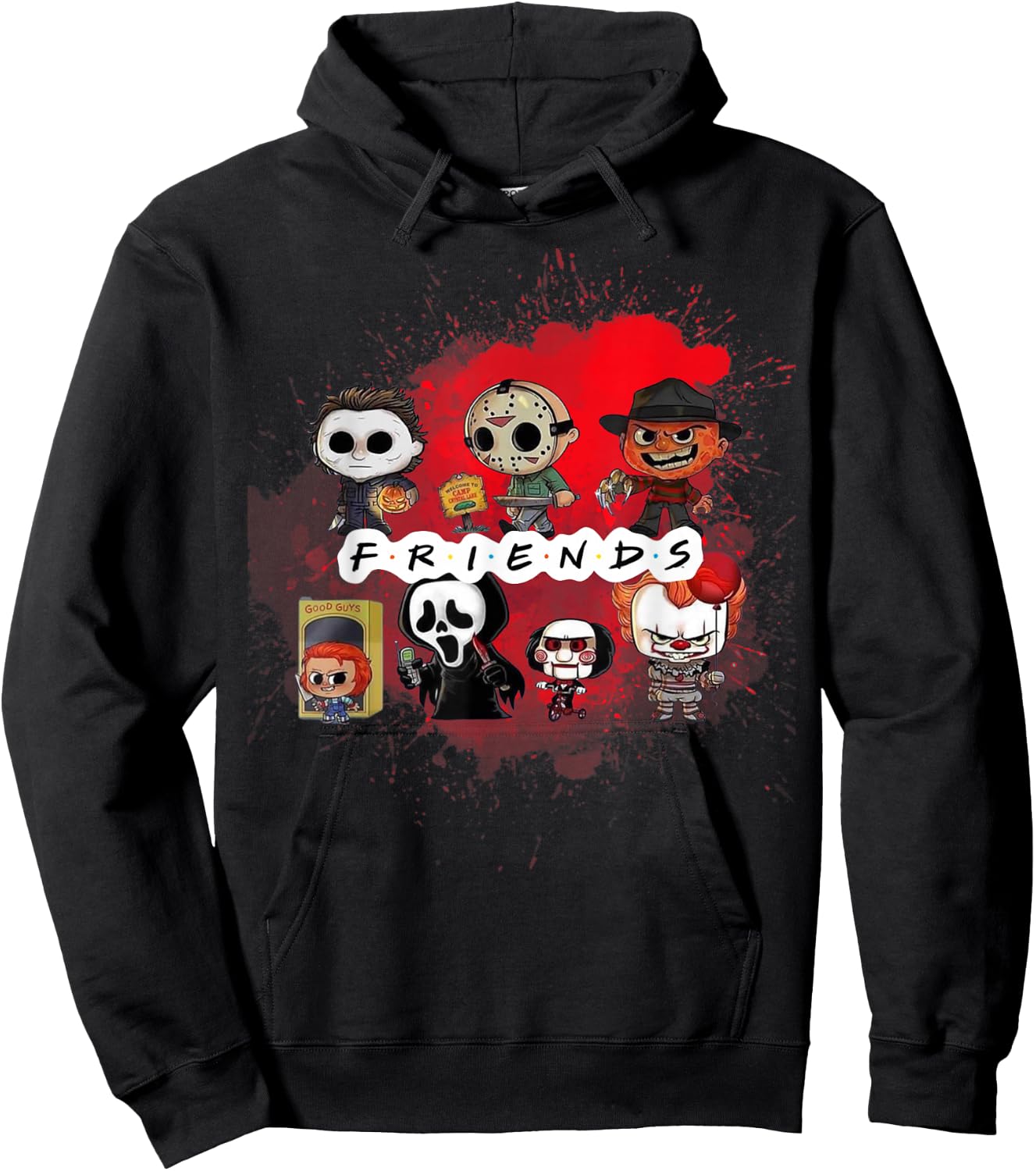 Spooky Season Horror Villain Friends Fall Fun Hoodie - Hoodie | Black