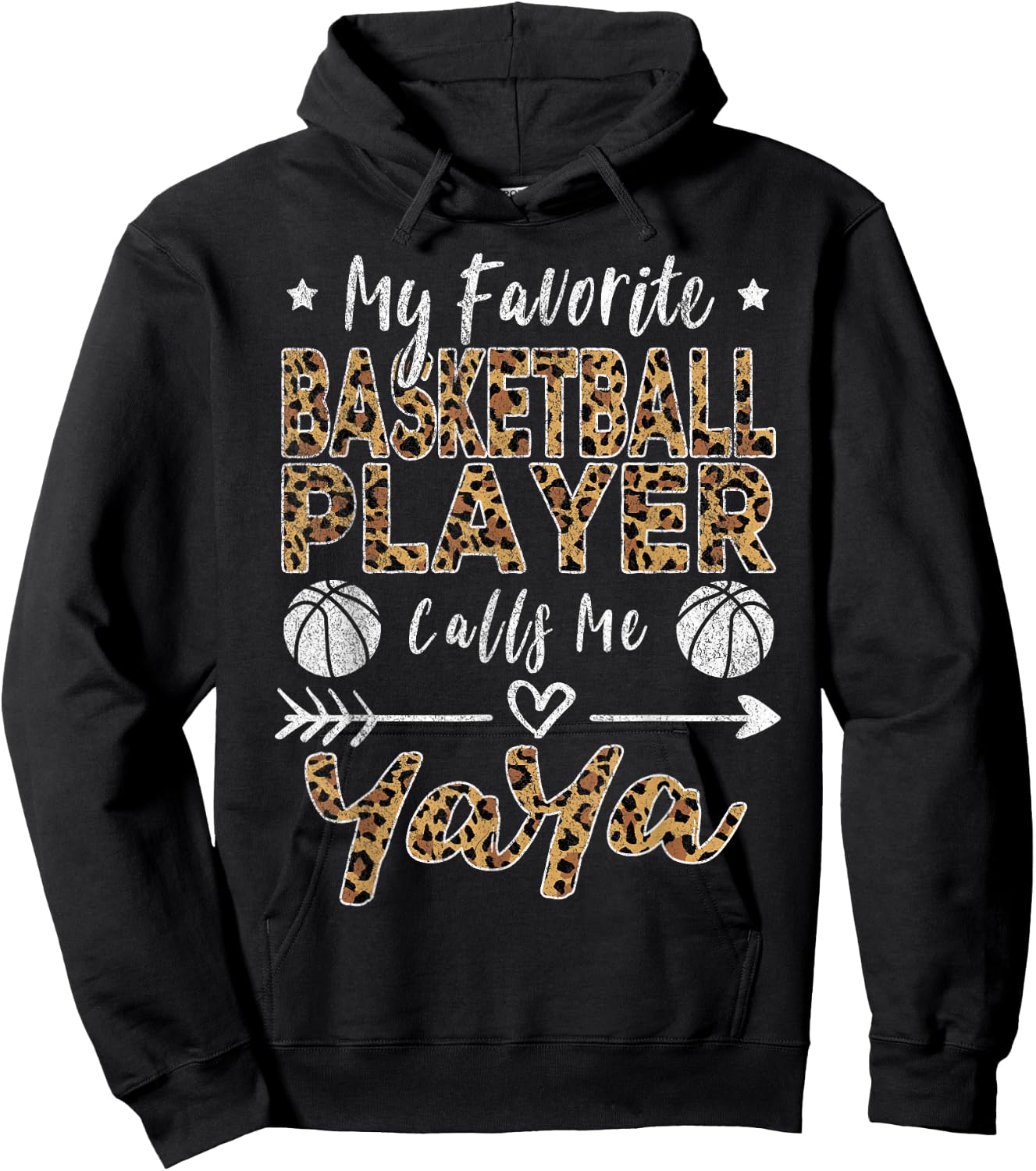 My Favorite Basketball Player Calls Me Yaya Grandma Leopard Hoodie - Hoodie | Black