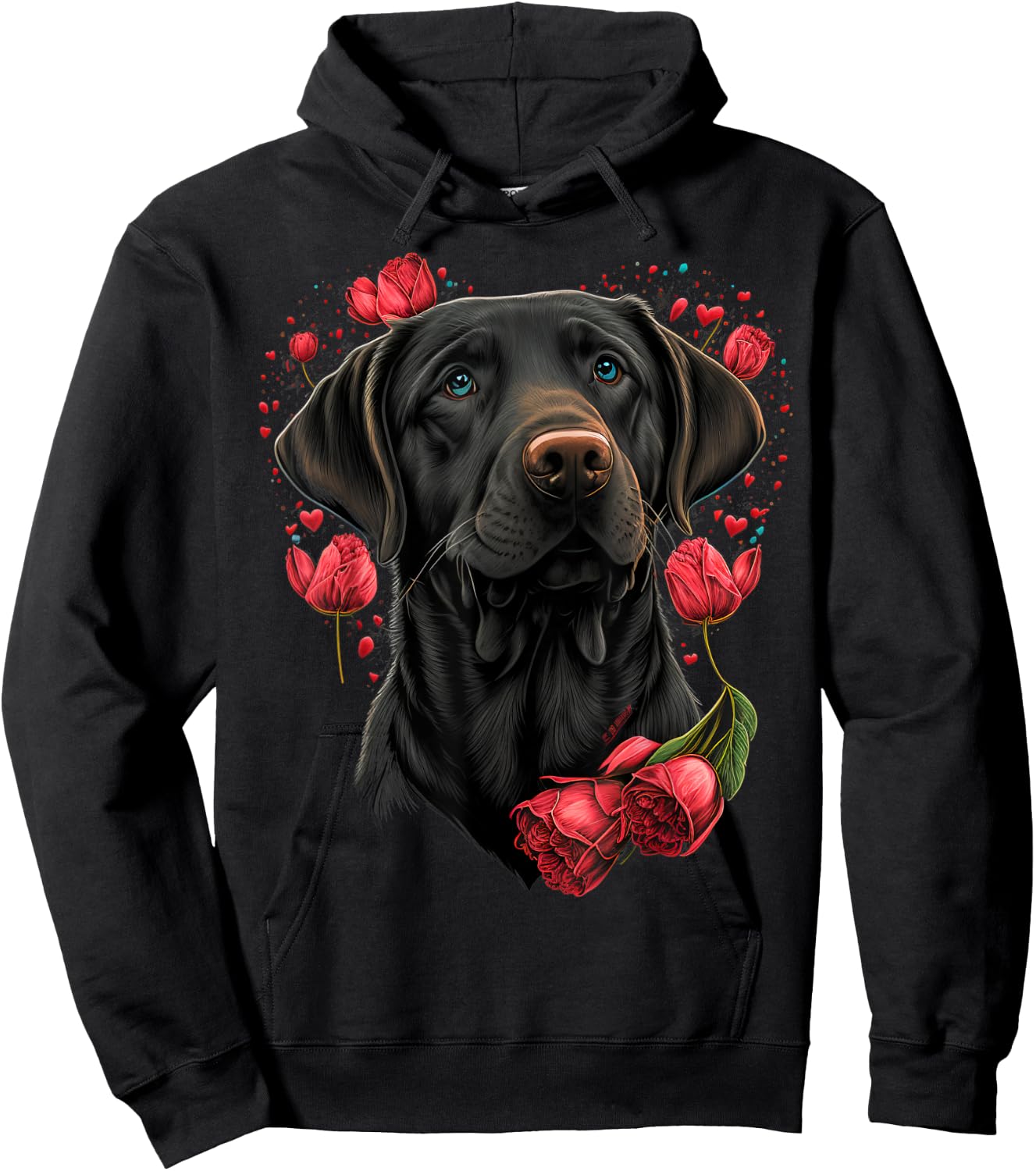 Two Labradors Valentines Day Love Couple Labrador Retriever Hoodie - Hoodie | Black