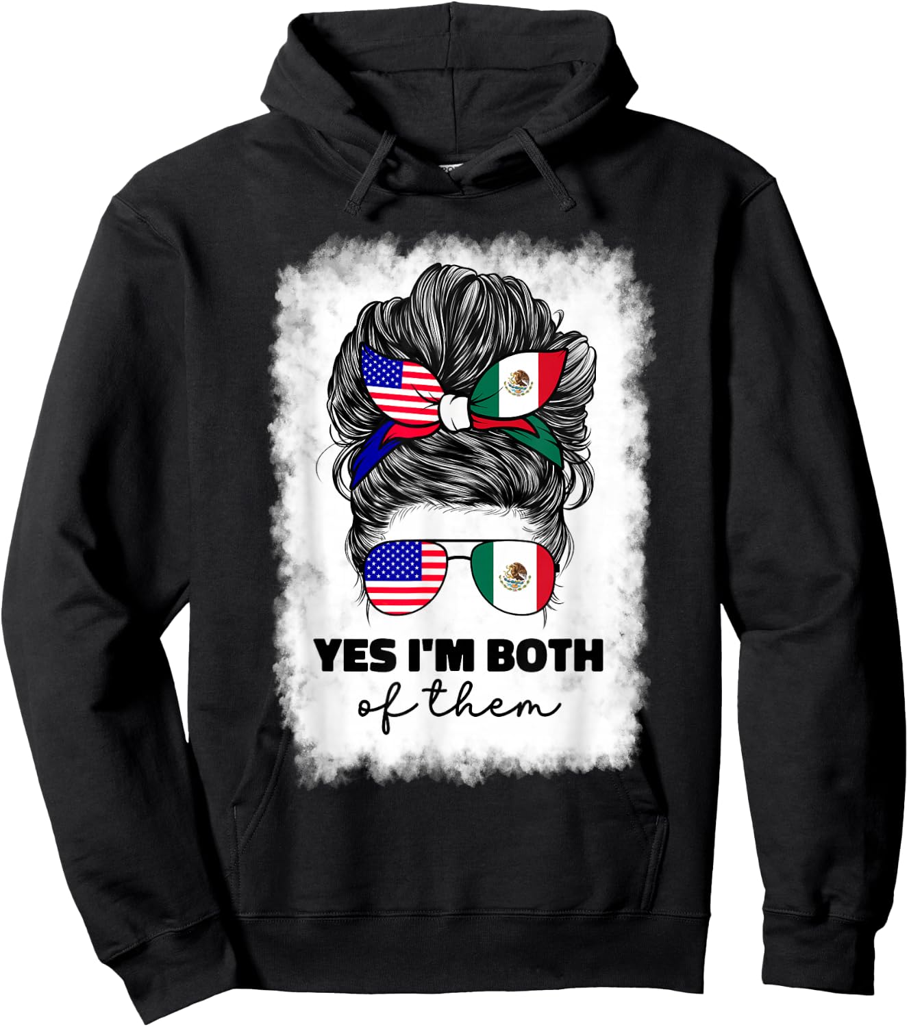Half Mexican and American Mexico America USA Flag Girl Woman Hoodie - Hoodie | Black