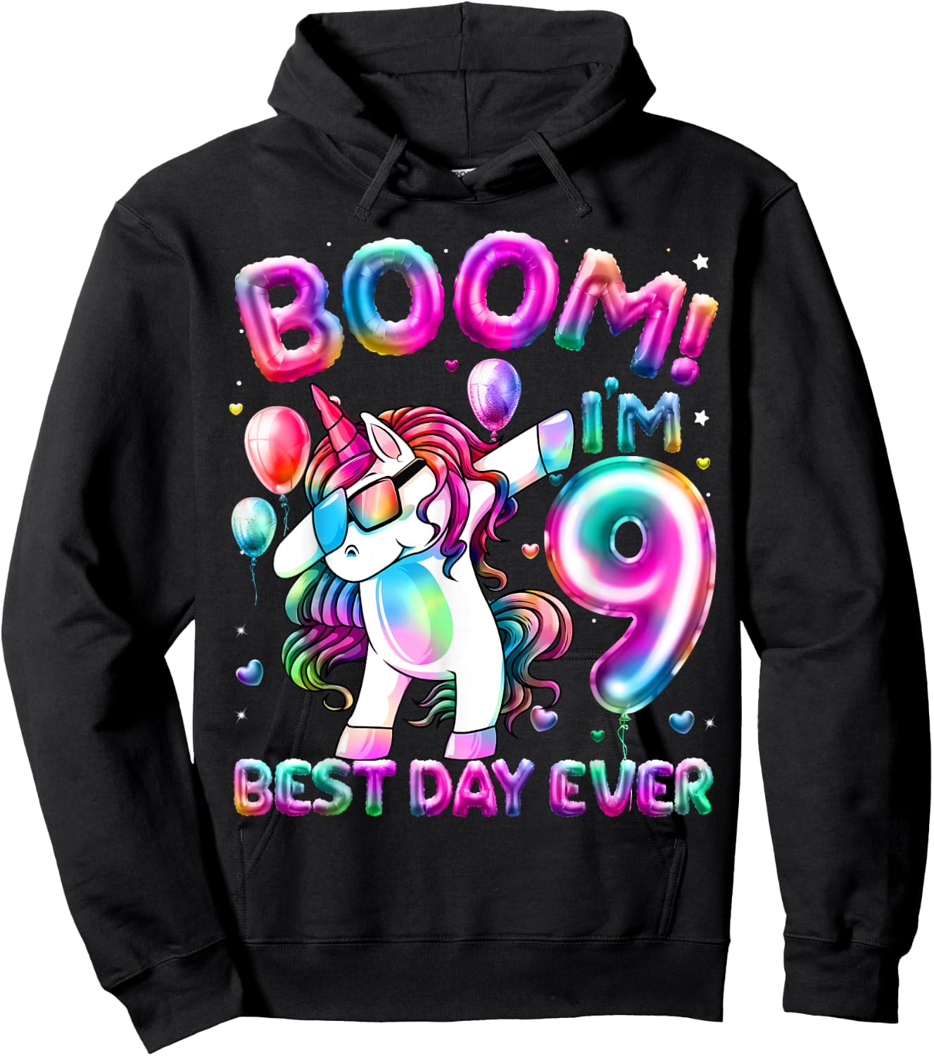9 Years Old Dabbing Unicorn Gifts 9th Birthday Girl Party Hoodie - Hoodie | Black