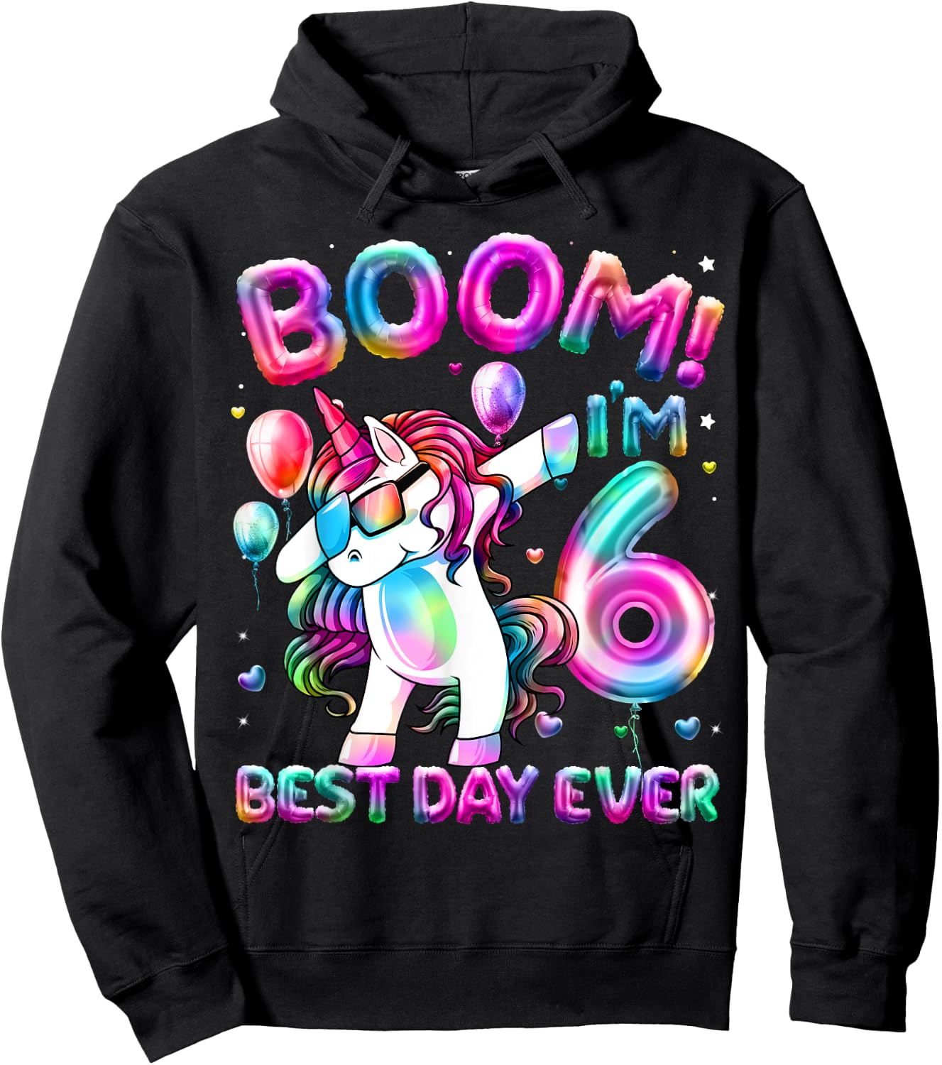 6 Years Old Dabbing Unicorn Gifts 6th Birthday Girl Party Hoodie - Hoodie | Black