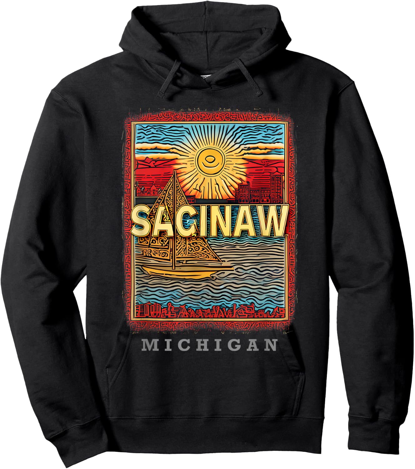 Saginaw Michigan MI Riverside Charm SD915 Hoodie - Hoodie | Black
