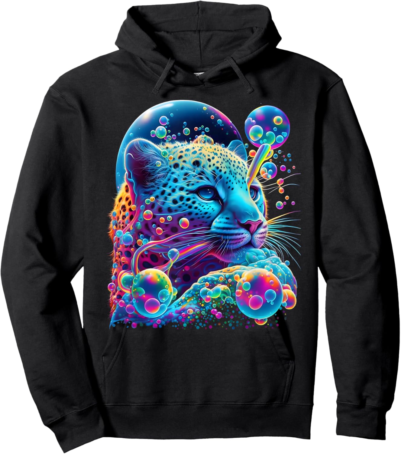 Colorful Rainbow Cheetah Graphic Hoodie - Hoodie | Black