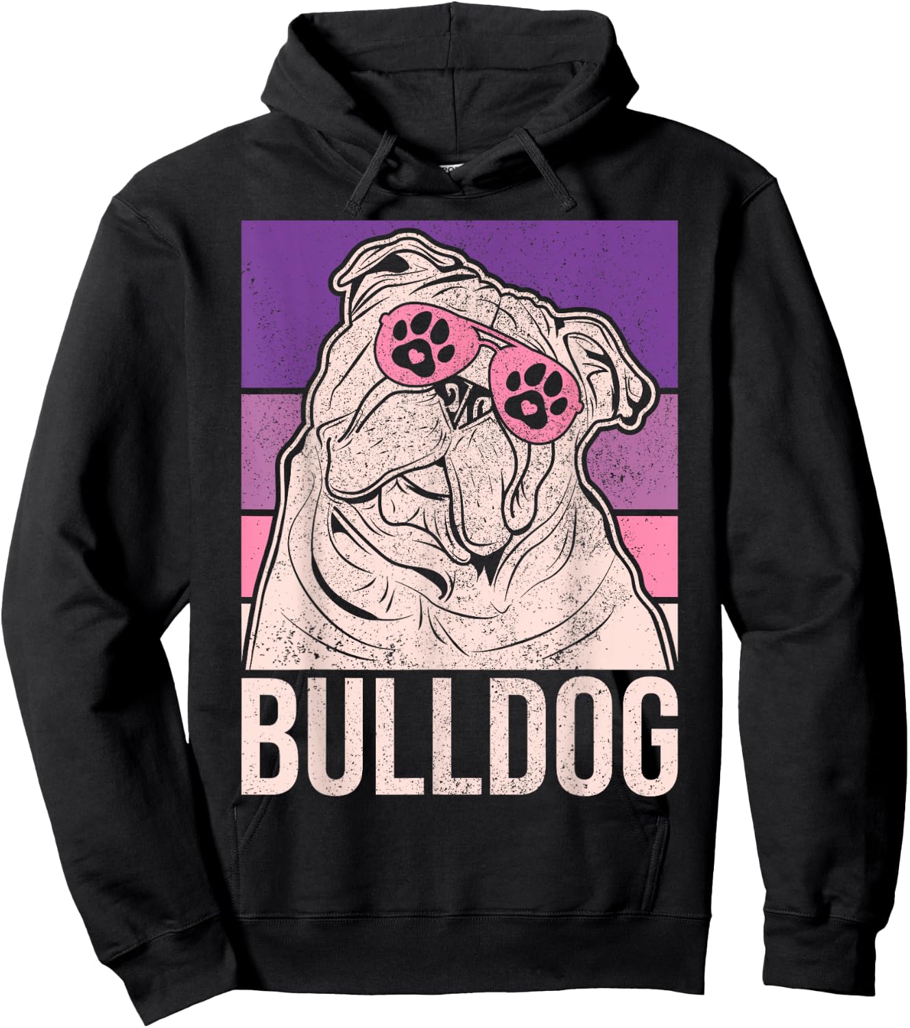 Dog Lover Owner Retro Animal Outfit Vintage English Bulldog Women Girls Kids Hoodie - Hoodie | Black