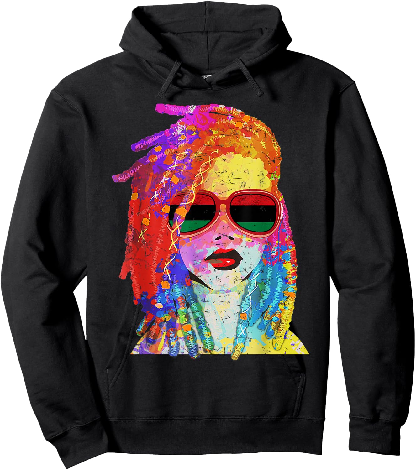 Loc'd Hair Black Queen Afro Woman Melanin Girl Art Small Hoodie - Hoodie | Black