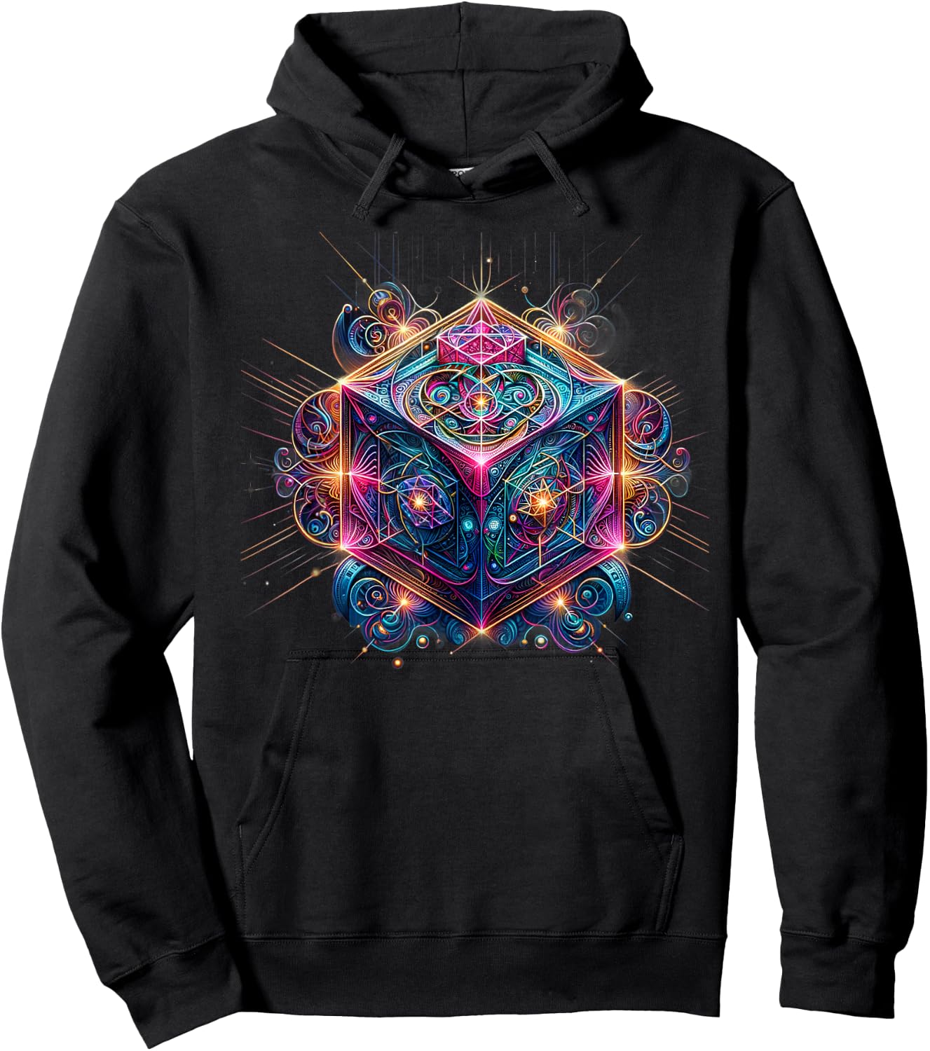 Sacred Geometry Flower of Life Metatron's Cube Hoodie - Hoodie | Black