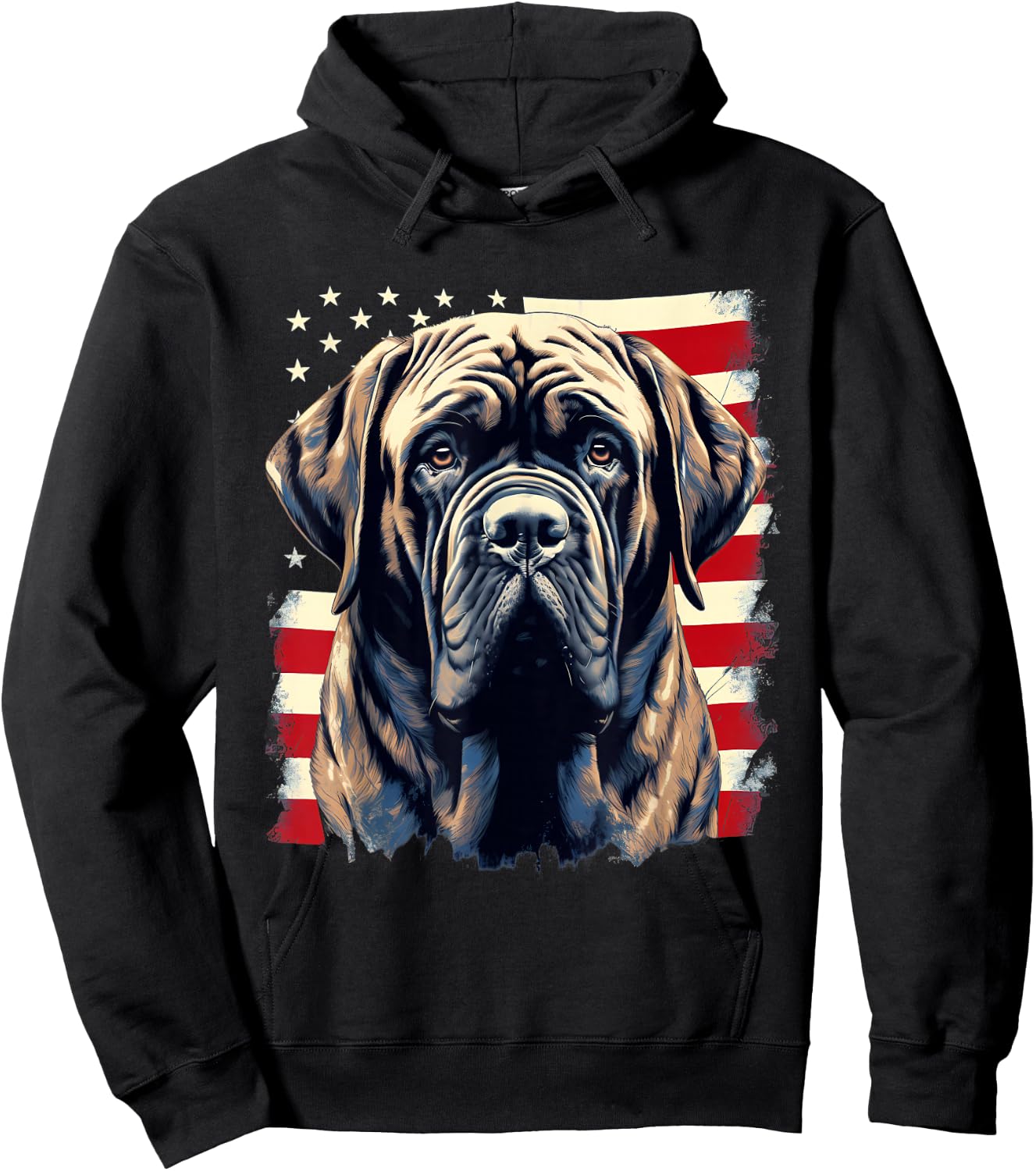 4th of July US Flag English Mastiff Dog Hoodie - Hoodie | Black