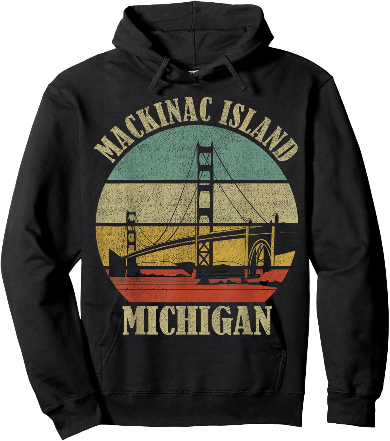 Mackinac Island Bridge Michigan Great Lakes Huron Ferry Trip Hoodie - Hoodie | Black