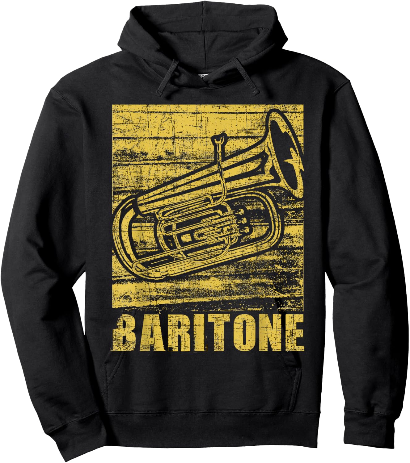 Baritone - Distressed Euphonium Lover Marching Bandmaster Hoodie - Hoodie | Black