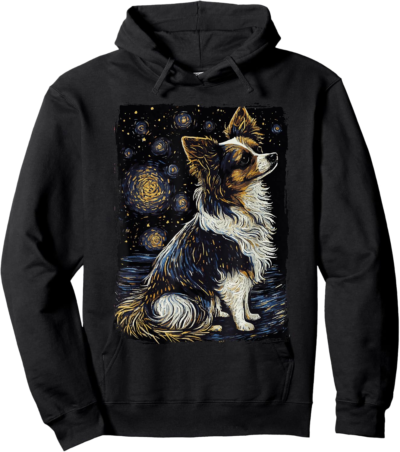 Papillon Starry Night Dog Hoodie - Hoodie | Black