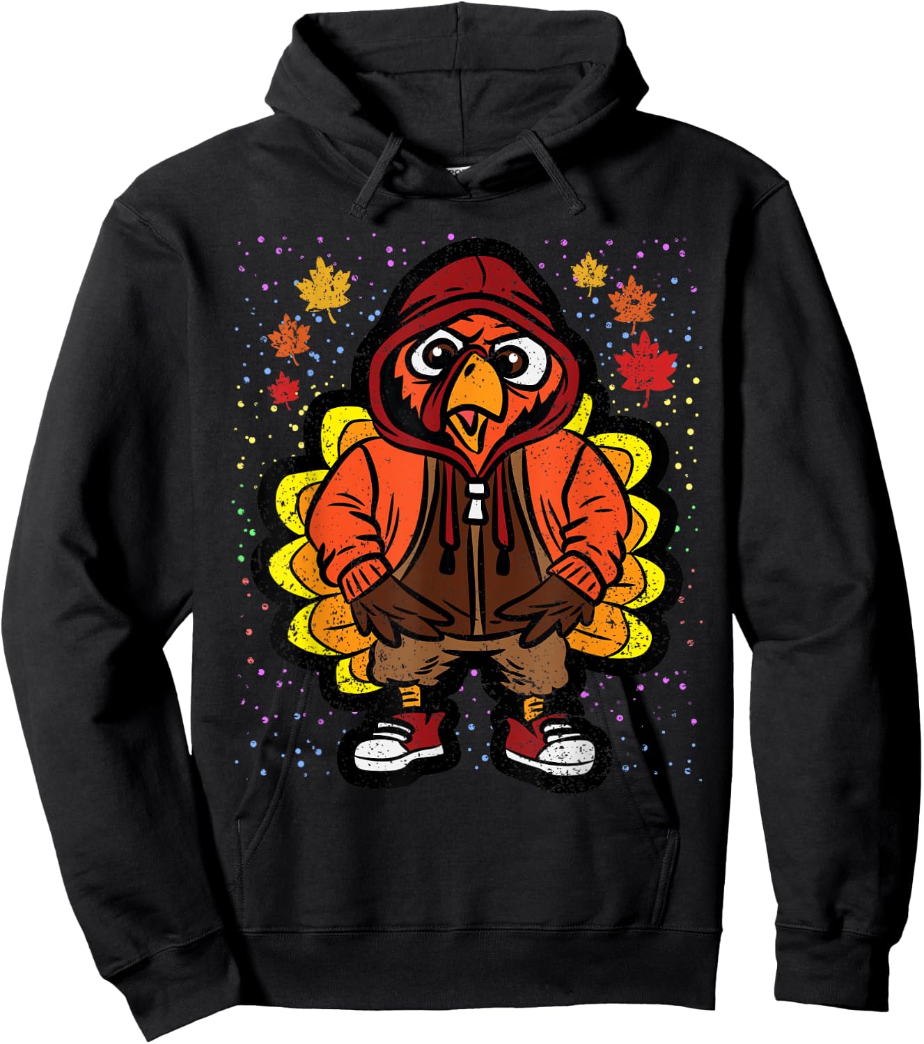 Turkey Gangster Thanksgiving Day Funny Bird Fall Autumn Hoodie - Hoodie | Black
