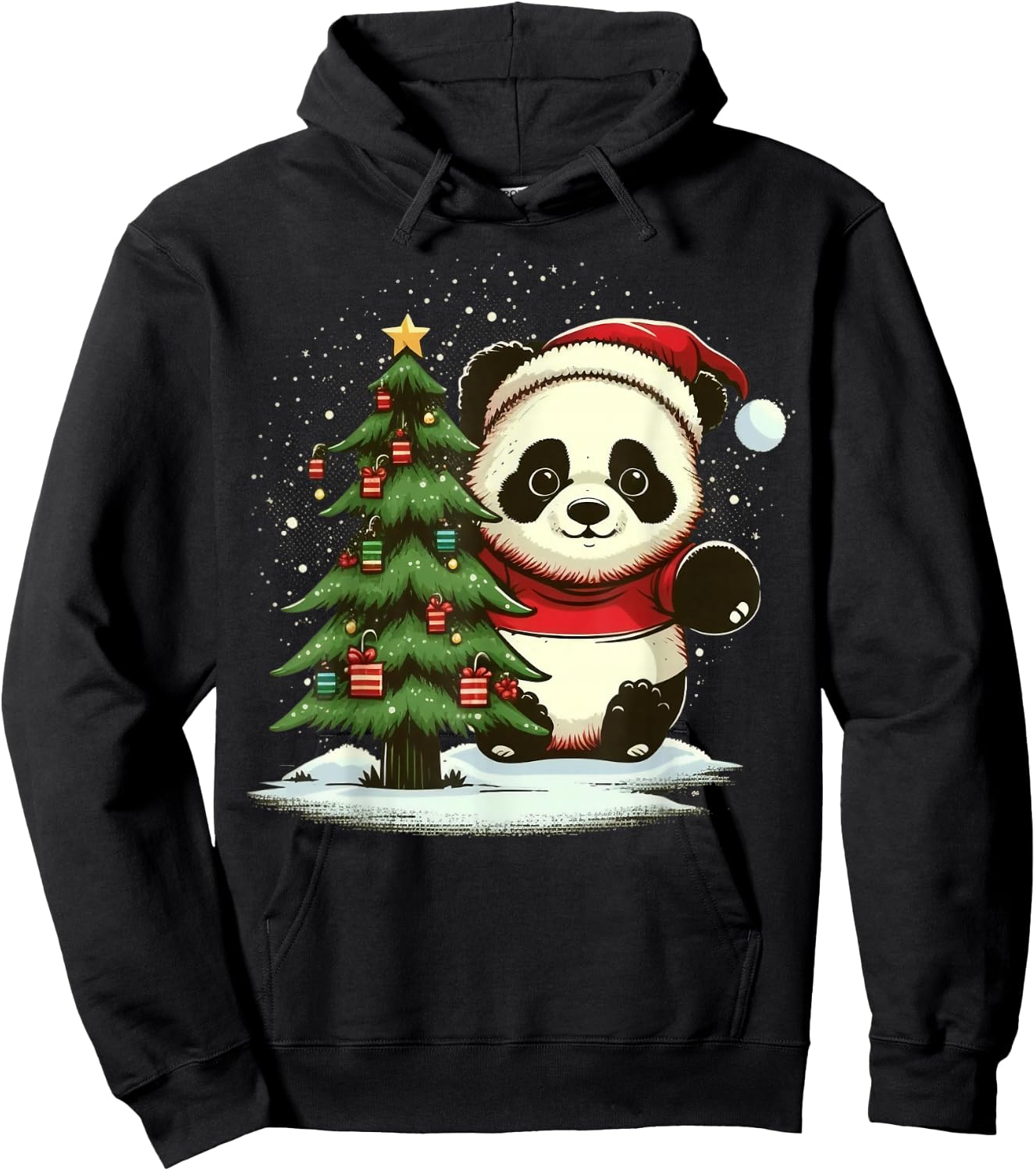 Xmas Panda Santa on Christmas Panda Hoodie - Hoodie | Black