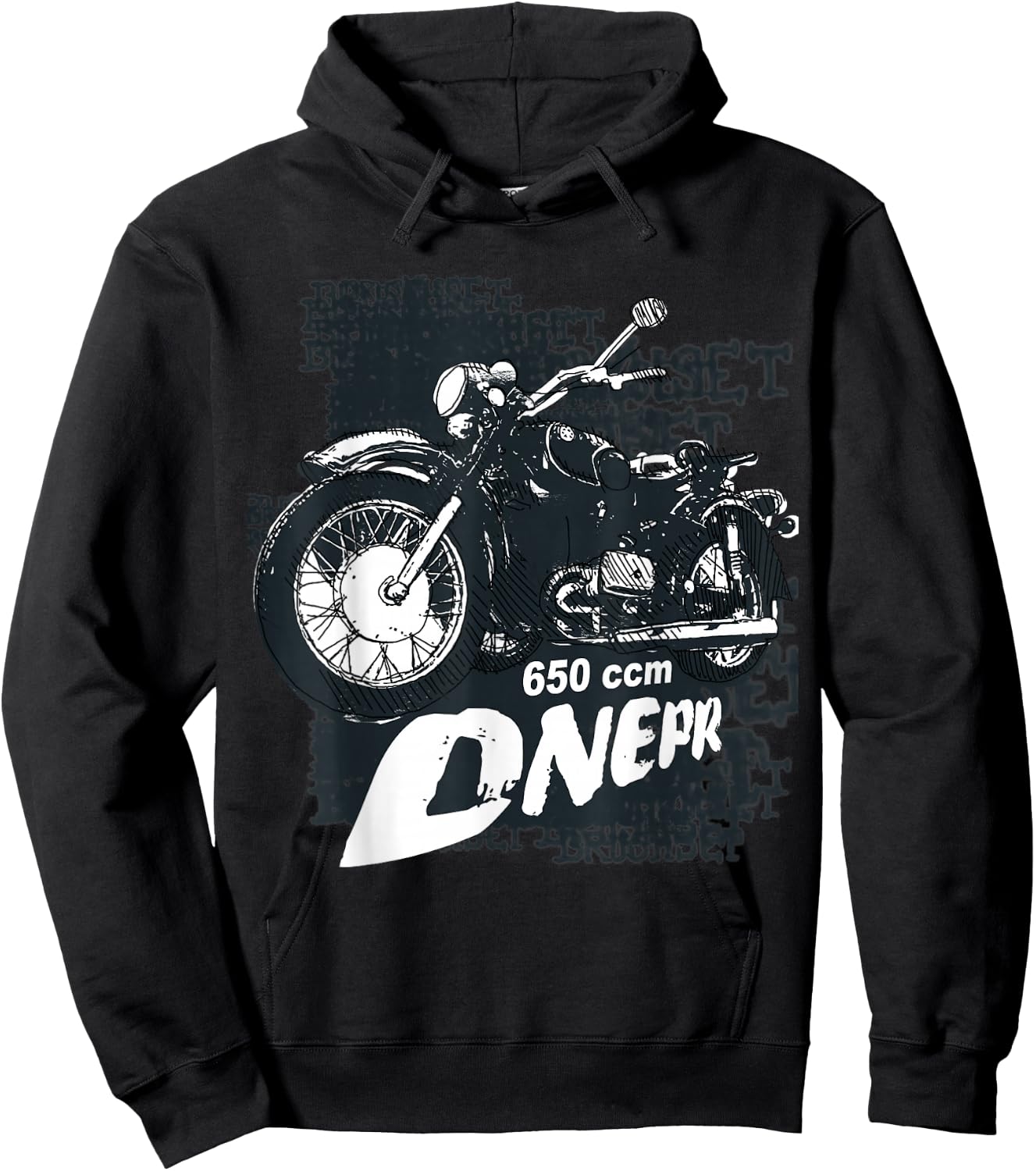 Dnepr 650 cc Sowjet Motorcycle with Side Car Hoodie - Hoodie | Black