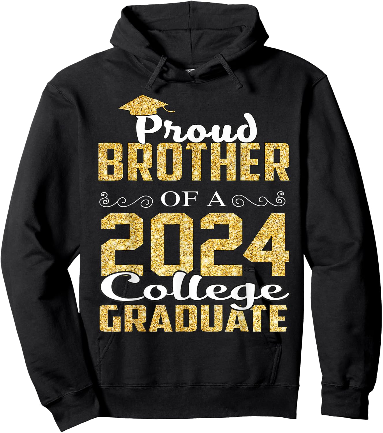 Proud Brother Of 2024 Graduate College Shirt Graduation Hoodie - Hoodie | Black