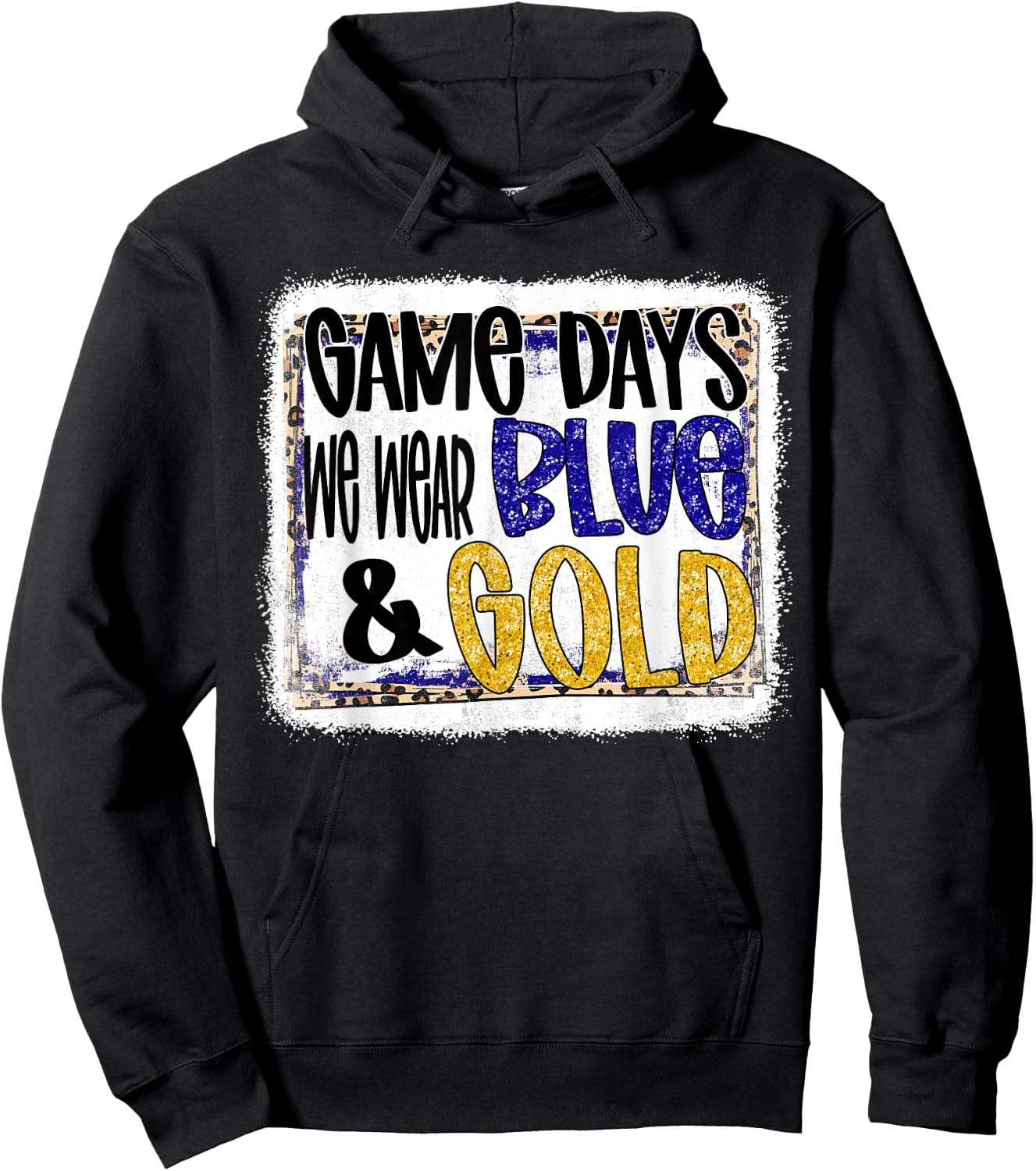 On Gameday Football We Wear Blue And Gold School Spirit Hoodie - Hoodie | Black