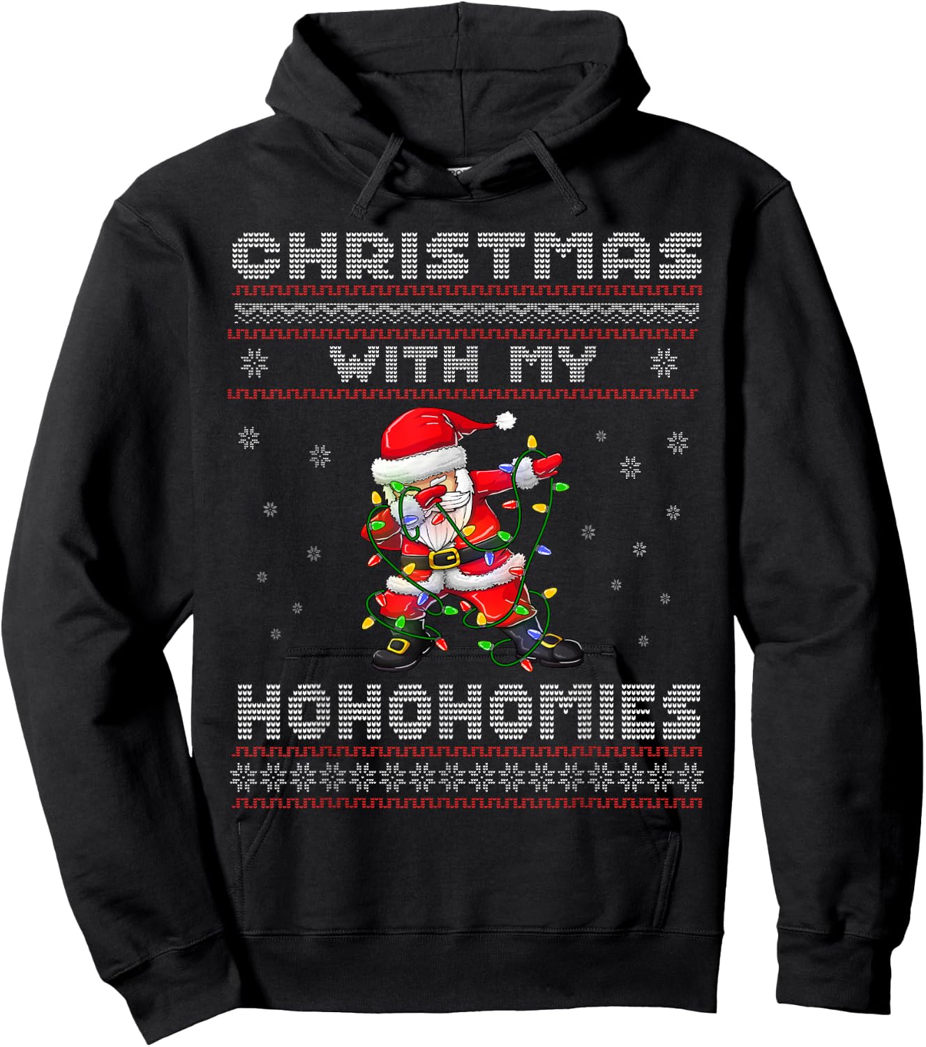 Funny Christmas With My Ho Ho Homies - Family Dabbing Santa Hoodie - Hoodie | Black