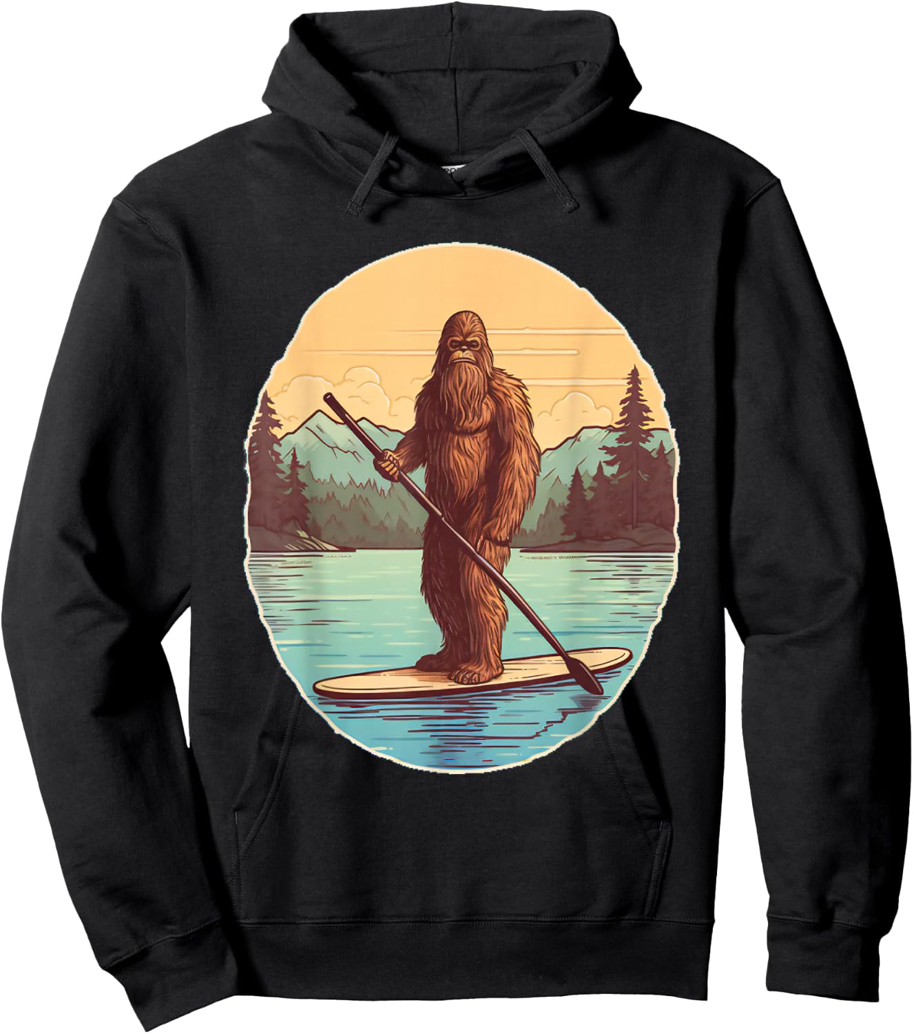 Funny Paddleboarding Bigfoot Paddleboard SUP Paddle Board Hoodie - Hoodie | Black