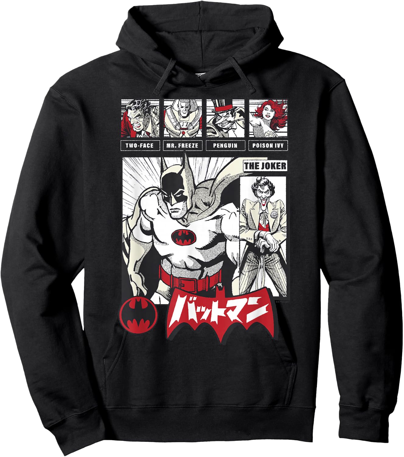DC Comics Batman Group Shot Japanese Vintage Comic Panel Hoodie - Hoodie | Black
