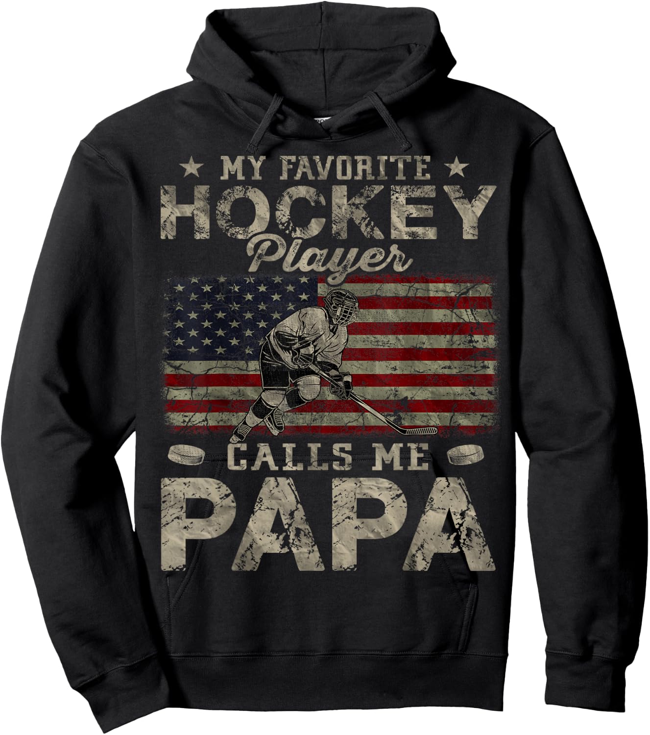 My Favorite Hockey Player Calls Me Papa Father's Day Hoodie - Hoodie | Black