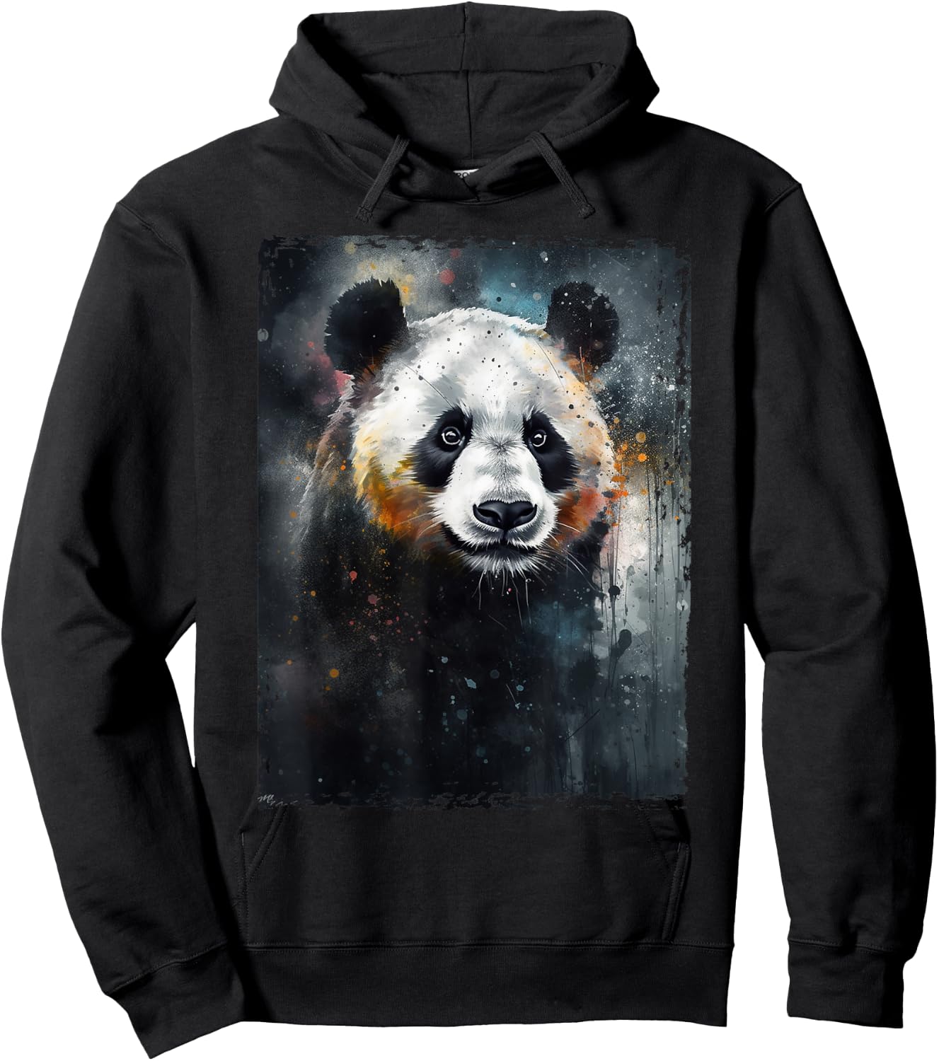 Colorful Beautiful Panda Watercolor Panda Lovers Oil Painting Boys Kids Funny Hoodie - Hoodie | Black