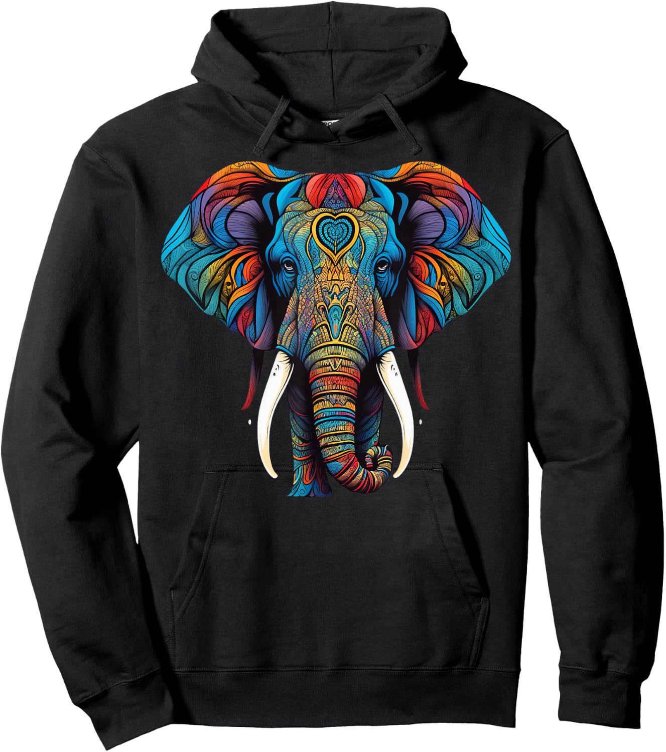 Geometry Elephant Mandala Art Hoodie - Hoodie | Black