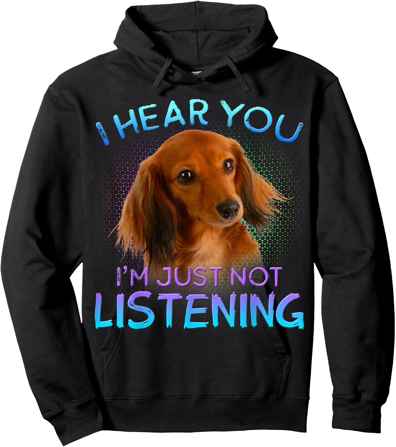 Long Haired Dachshunds I Hear You not Listening Hoodie - Hoodie | Black