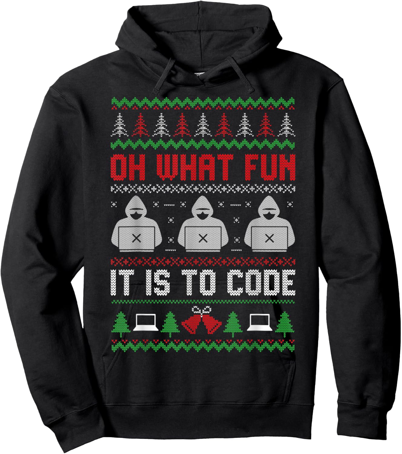 Oh What Fun It Is To Code Coding Programmer Ugly Christmas Hoodie - Hoodie | Black