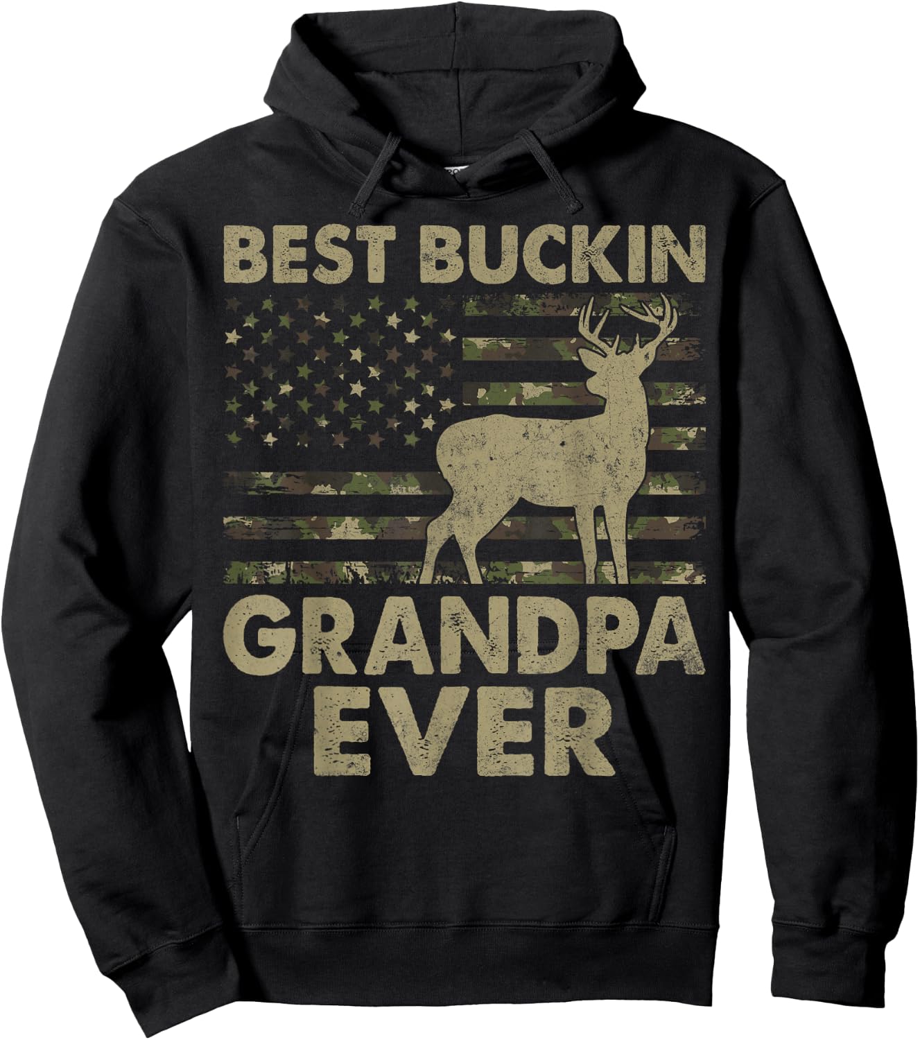 USA Flag Best Bucking Grandpa Ever Hunting Grandpa Hoodie - Hoodie | Black