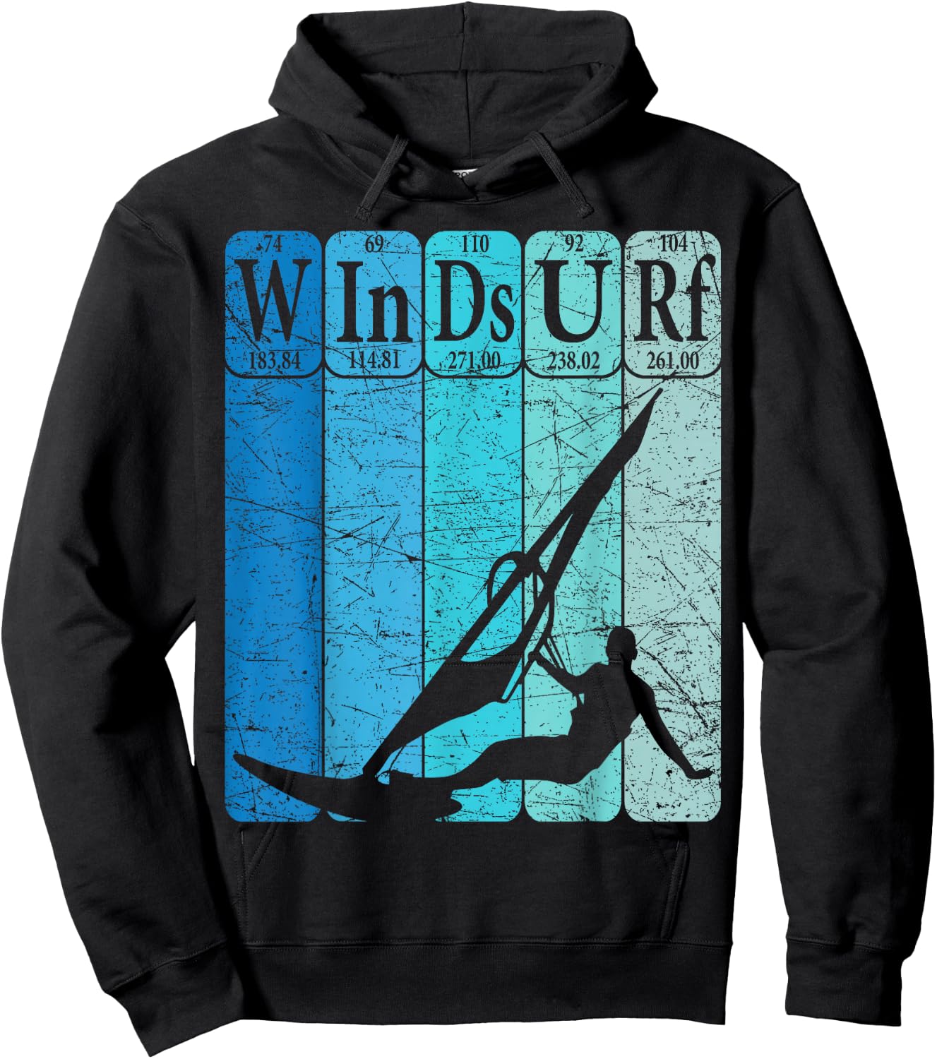 Windsurf Periodic Table Elements Windsurfing Retro Hoodie - Hoodie | Black