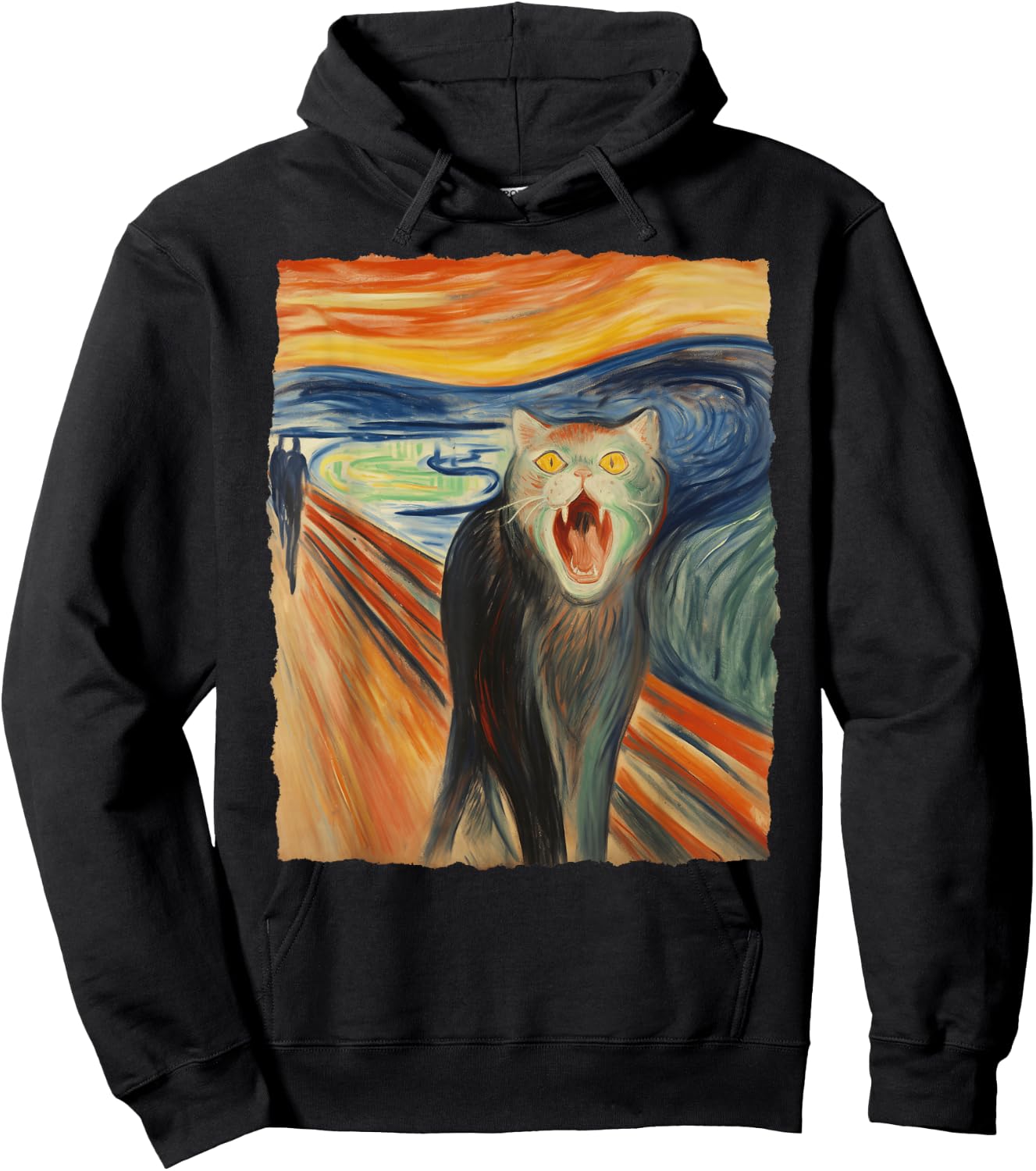 The Scream Cat – Fine Art Painting Funny Kitty Lover Hoodie - Hoodie | Black