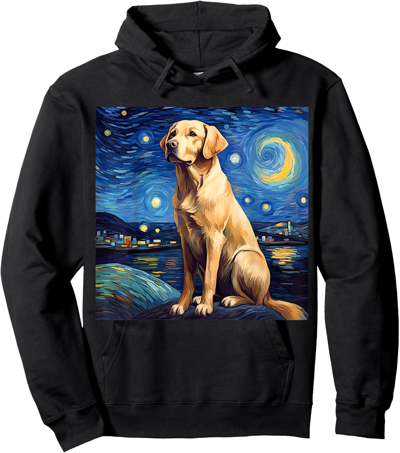 Surreal Starry Night Labrador Retriever Dog Hoodie - Hoodie | Black
