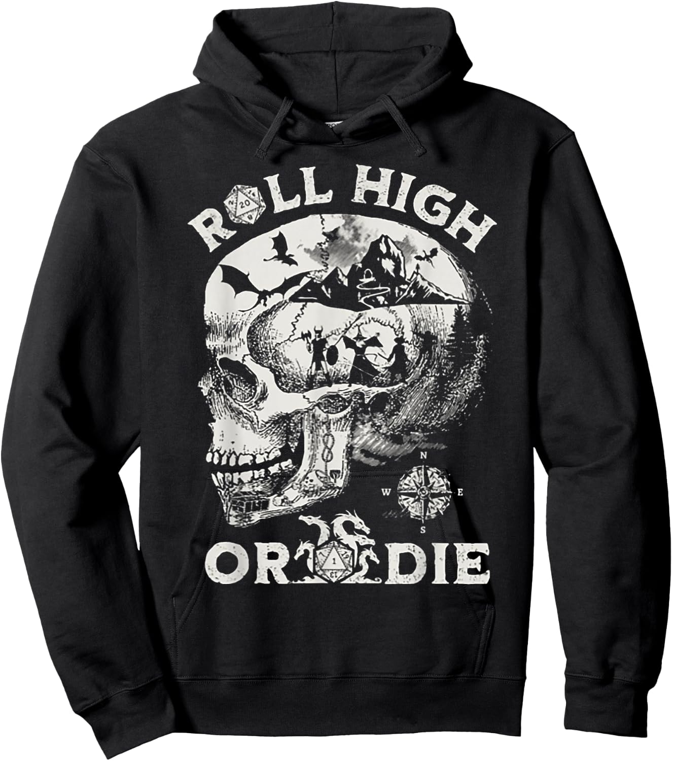 Roll High Or Die Skull Hoodie - Hoodie | Black