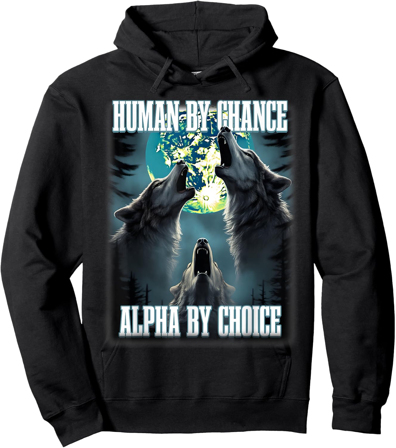 Human By Chance Alpha By Choice Funny Alpha Wolf Meme Hoodie - Hoodie | Black