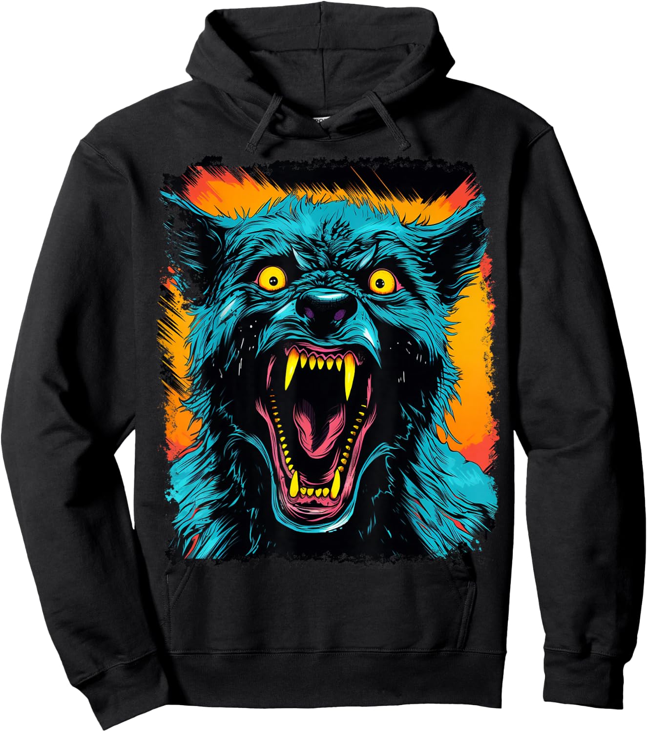 FrightNightFits Werewolf Halloween Graphic - Black, -Adults & Kids, Short Sleeve, Small Hoodie - Hoodie | Black