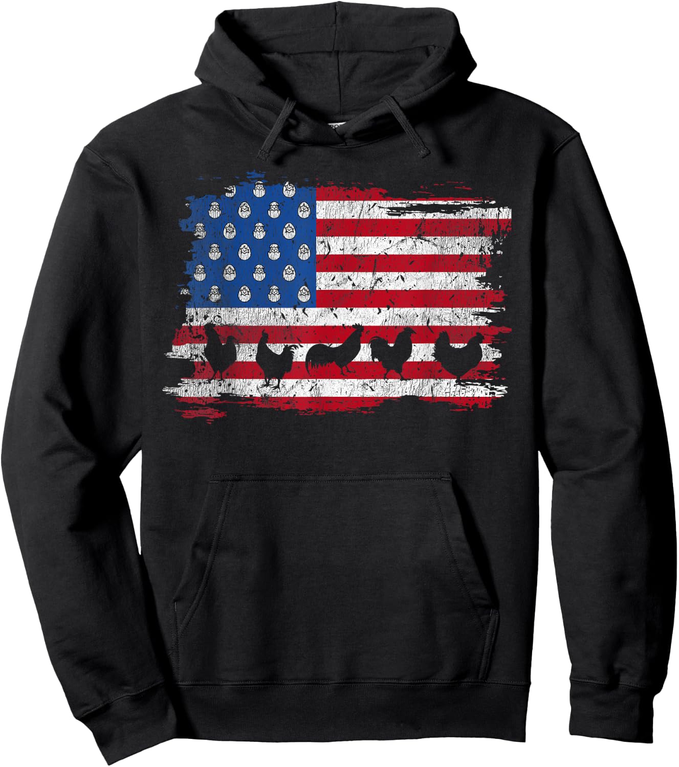 American Flag Chicken 4th Of July Farmer Farming Patriotic Hoodie - Hoodie | Black
