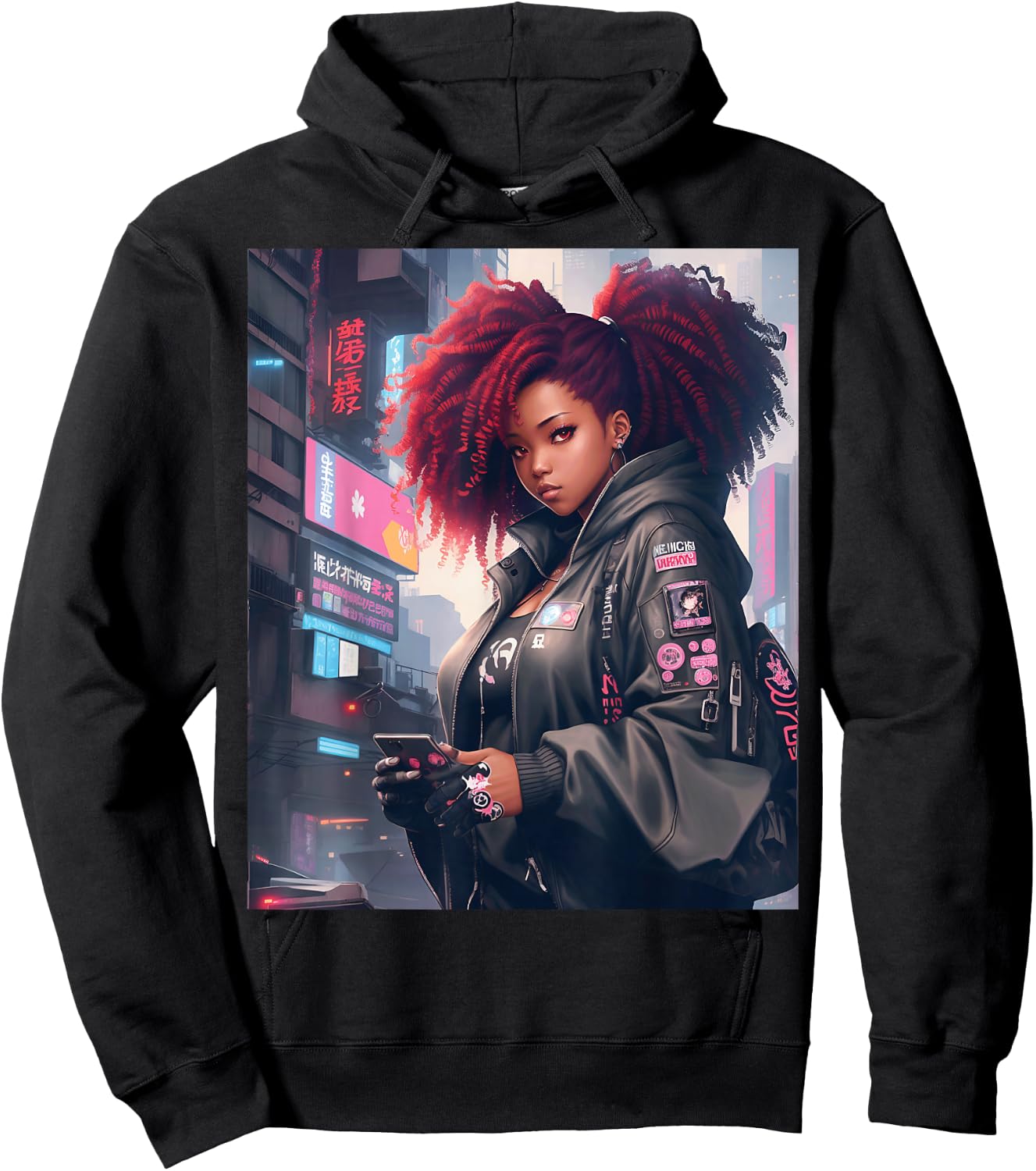 Black Anime Girl Kawaii Waifu Aesthetic Hoodie - Hoodie | Black