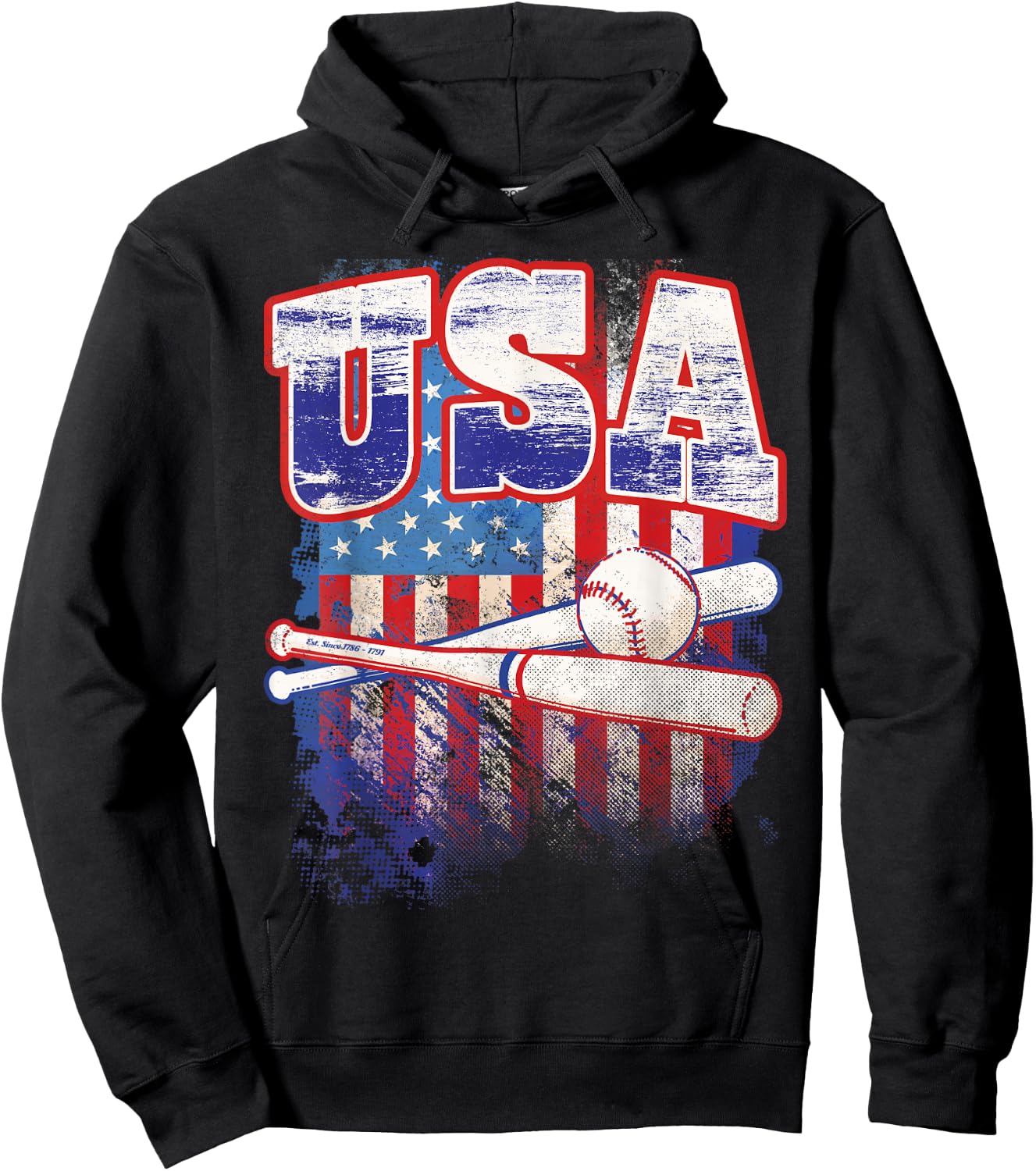Baseball Shirt American Sport Fan USA Flag 2026 Hoodie - Hoodie | Black
