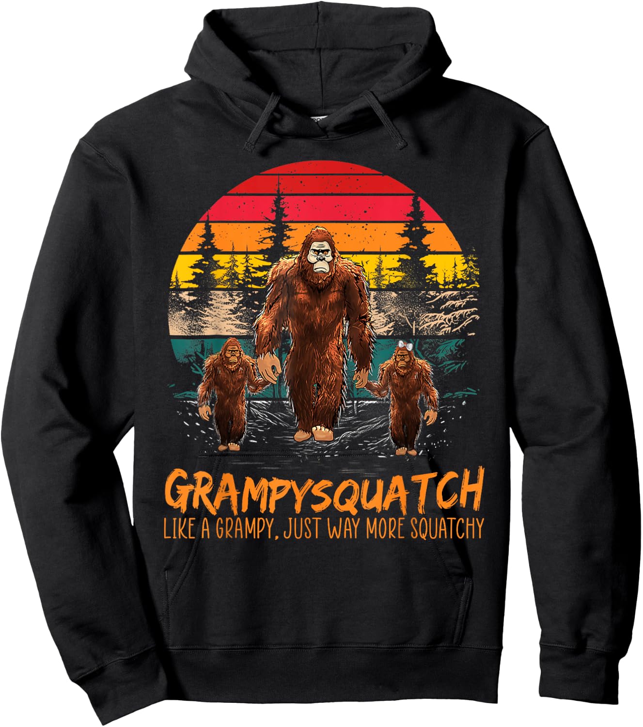 Grampy Squatch Like A Grandpa Just Way More Squatchy Retro Hoodie - Hoodie | Black