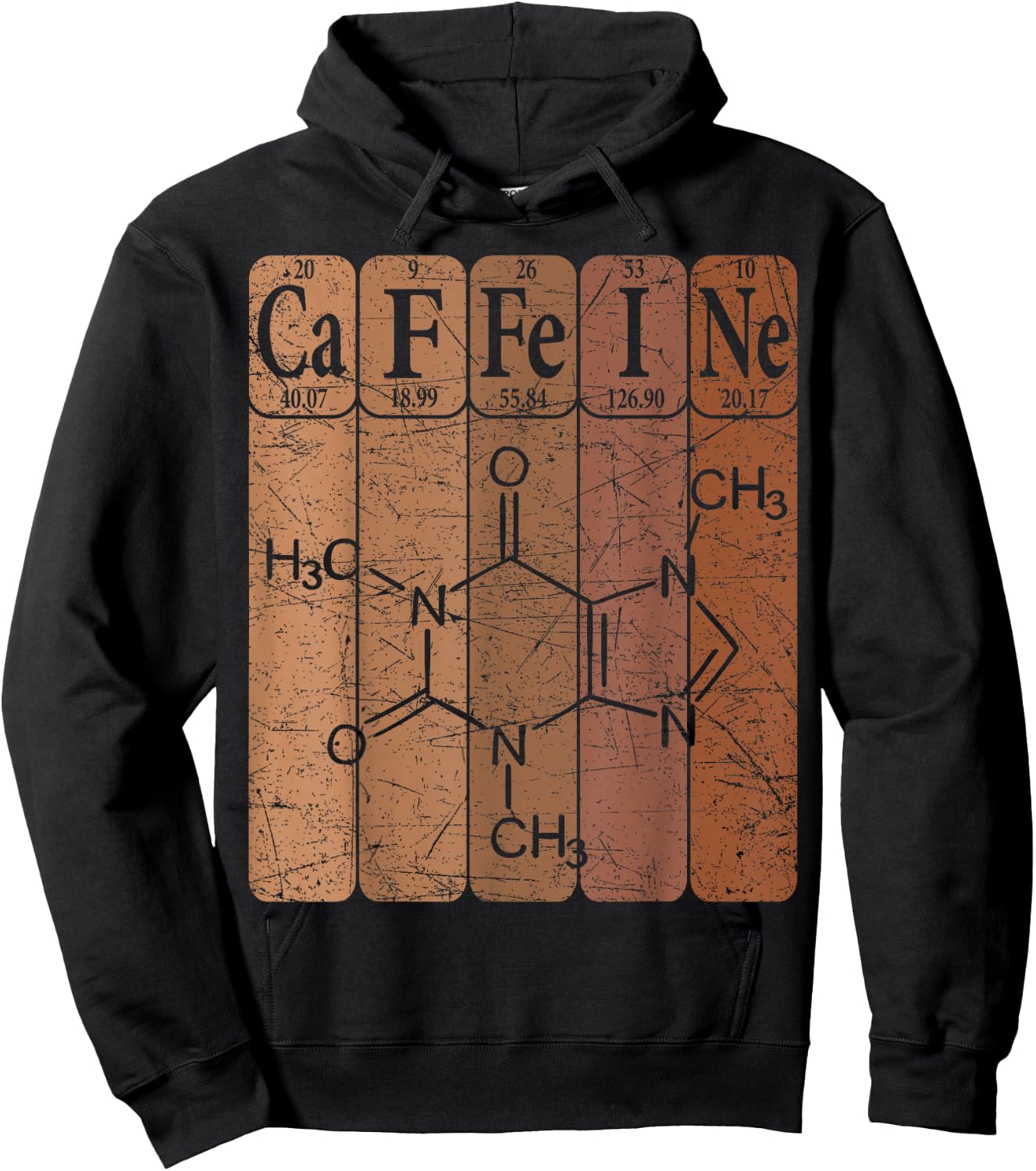 Caffeine Periodic Table Elements Coffeeholic Coffee Lover Hoodie - Hoodie | Black