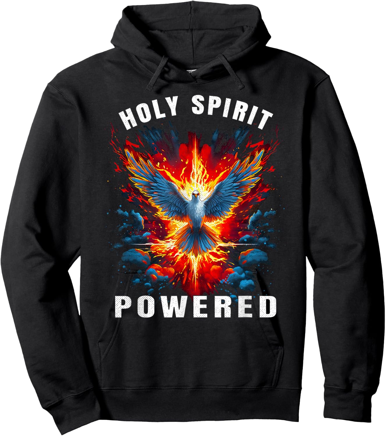 Holy Spirit Powered Dove With Fire Christian Men And Women Hoodie - Hoodie | Black
