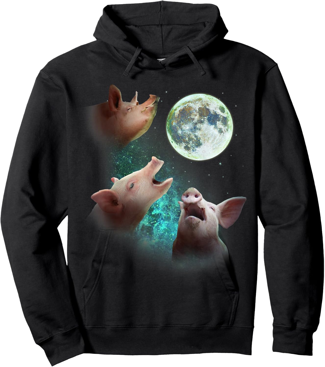 Three Farm Pigs Howl At Moon 3 Wolfs Wolves Funny Parody Hoodie - Hoodie | Black