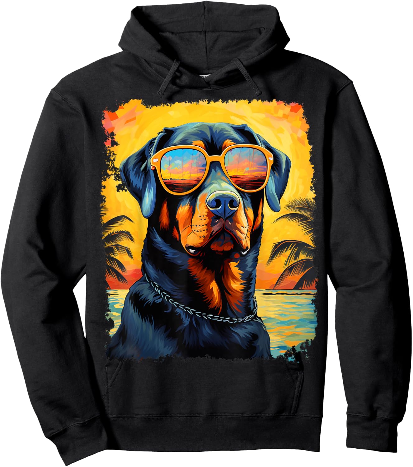 Dog Hawaiian Rottweiler Women Girls Kids Hoodie - Hoodie | Black