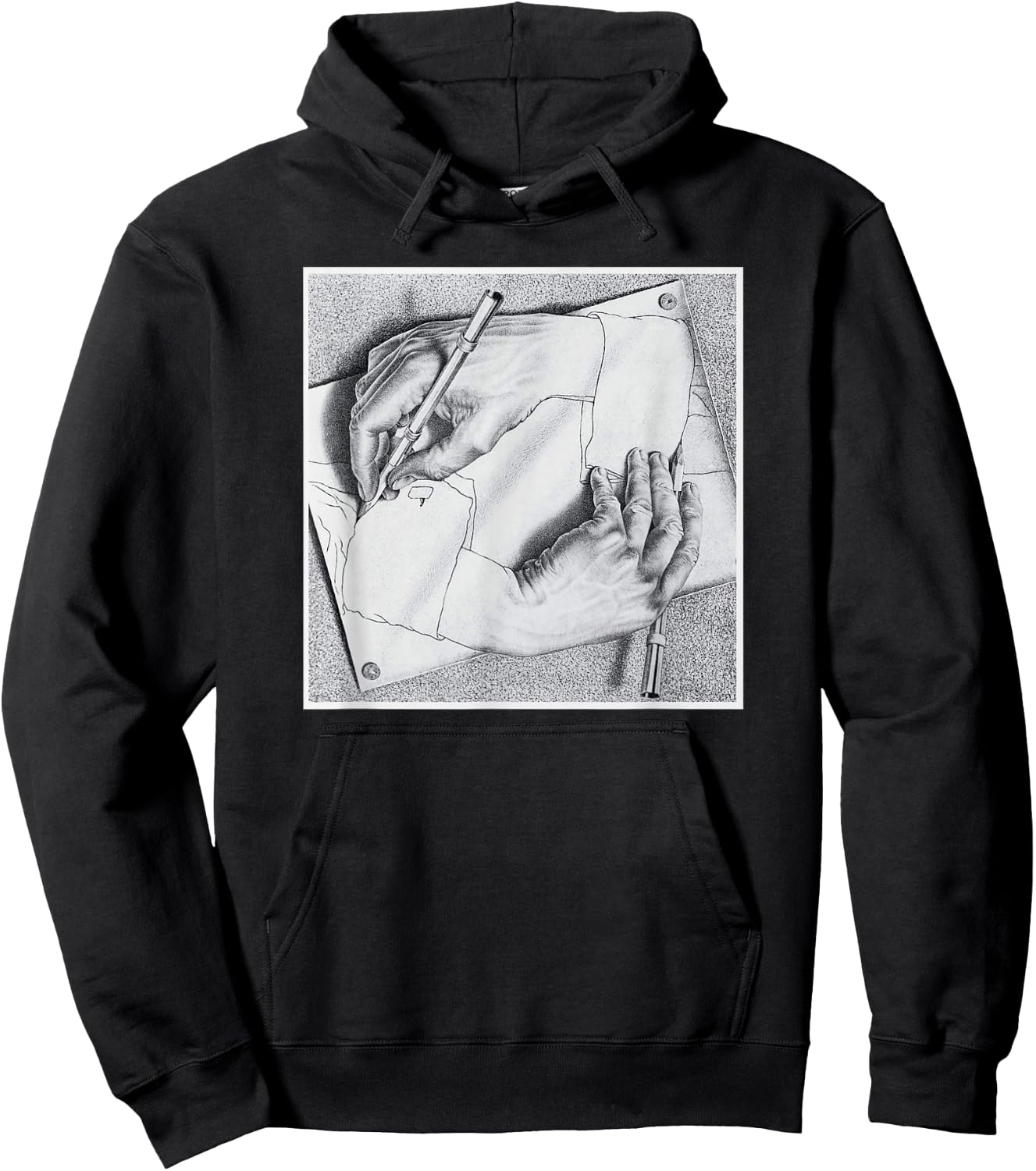 Drawing Hands Illusion Artwork Hoodie - Hoodie | Black