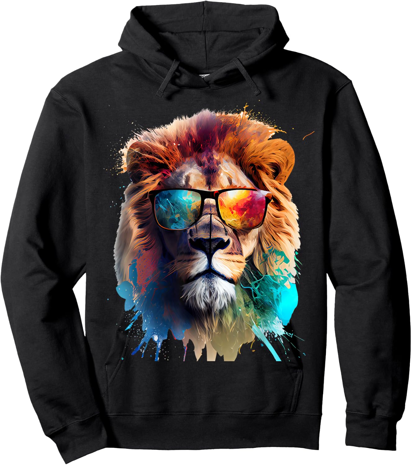 Lion sunglasses favorite animal nature vacationer lions Hoodie - Hoodie | Black