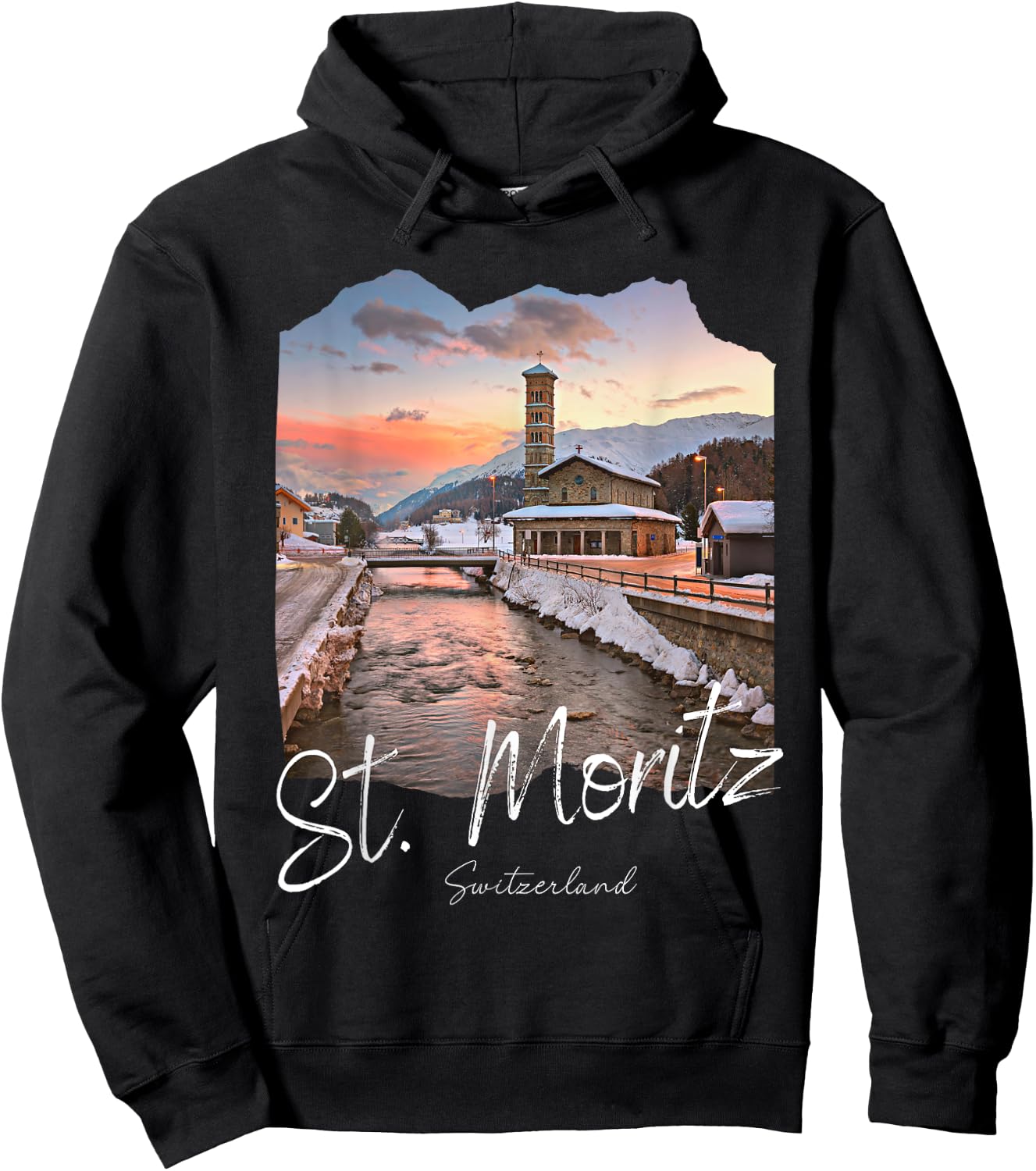 St. Moritz Souvenir Switzerland Hoodie - Hoodie | Black