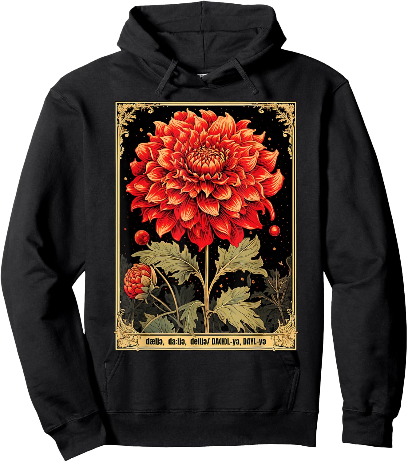 Vintage Dahlias Hoodie - Hoodie | Black